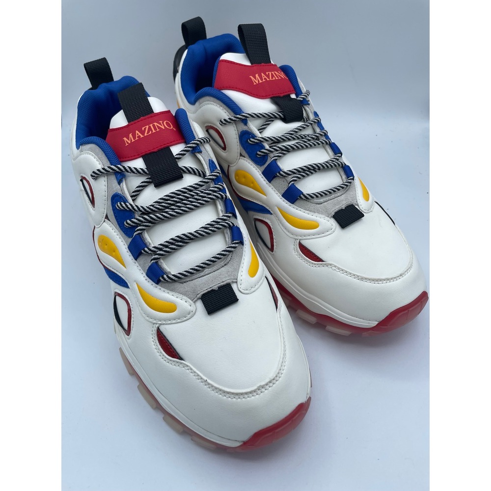 Mazino Augen-007 Mens White Blue Red Yellow Chunky Fashion Sneakers Size 13 NEW